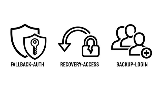 Digital security authentication and account recovery login icons set with access control user access data security personal data secure login user management security authentication recovery