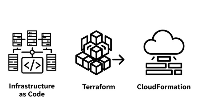Infrastructure as code terraform and cloud formation cloud computing icons infrastructure terraform cloudformation computing deployment automation software technology architecture management