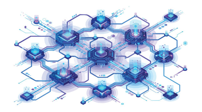 Digital Network Of Interconnected Glowing Nodes.
