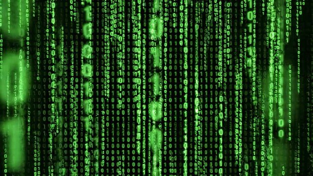 Green digital binary code background with numbers