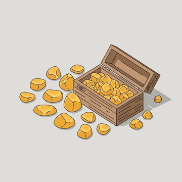 Treasure Chest Overflowing with Gold Coins and Nuggets.