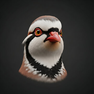 Close-up Portrait of a Striking Chukar Partridge Bird with Vivid Plumage