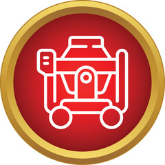 Naklejka premium Concrete mixer machine line icon in a red circle with golden border