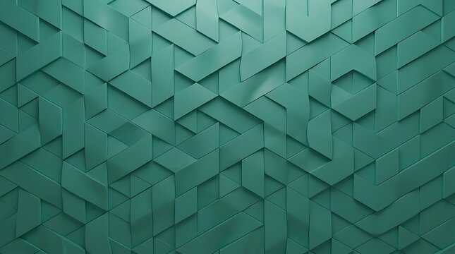 Teal Geometric Interlocking 3D Pattern Abstract Wall Background Texture