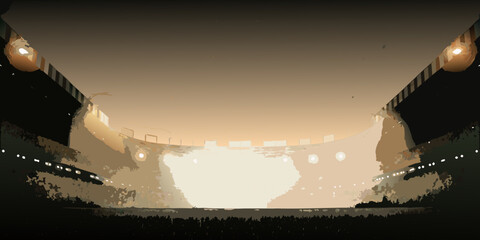 stadium arena interior with illuminated lights and seating © Juran