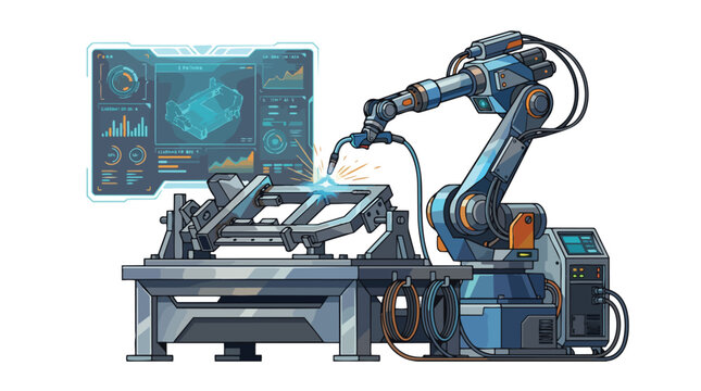 Industrial Robotic Arm and Welding Automation System.