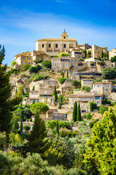 Hilltop village Gordes in the Vaucluse department in the Provence-Alpes-Cote d'Azur in France