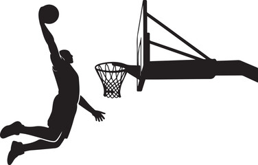 Silhouette of basketball player dunking on a hoop silhouette vector illustration © alimon