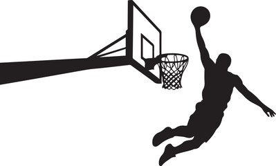 Silhouette of basketball player dunking on a hoop silhouette vector illustration © alimon