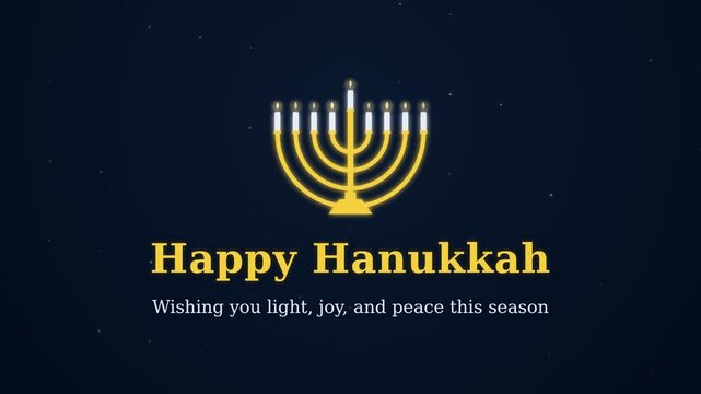 Dark blue night sky background with twinkling stars. Deep navy gradient animation with drifting particles. Subtle celestial motion graphics for Hanukkah festival of lights