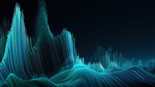 Abstract glowing neon blue digital landscape representing data visualization and futuristic technology