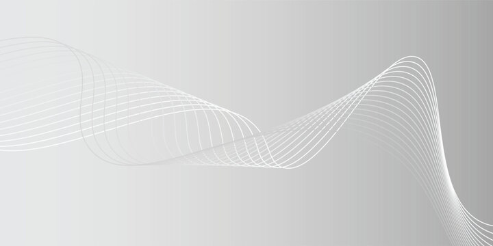 Abstract minimalist background in white and gray. Design with modern futuristic line waves. Vector design