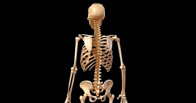 Demonstrating a Human Skeleton Model in a Neutral Studio Setting