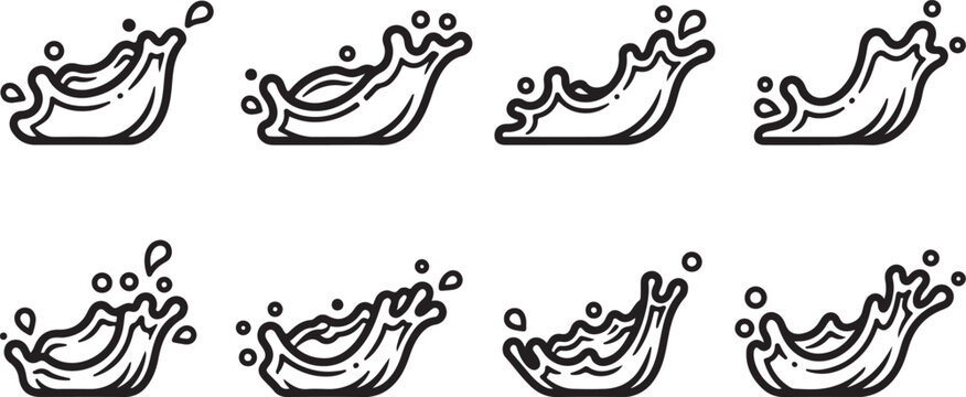 Black and white hand drawn cloud outline collection vector Vector