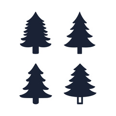 Obraz premium Four Dark Blue Christmas Tree Silhouettes