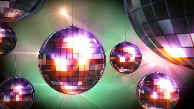 Cinematic 4K Footage of a Spinning Disco Ball with Vibrant Disco Lights