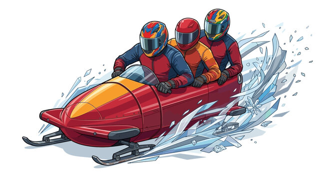 Team USA bobsled athletes racing down icy track 