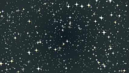 Dark Night Sky Background with Glowing Stars and Sparkling White Light © TriEndah