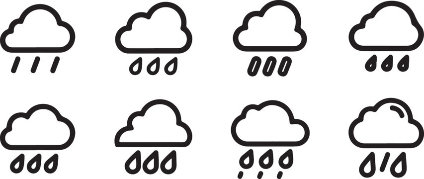 Cartoon monkey face icons in black and white line art style Vector