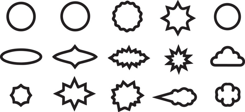 Set of black simple geometric shapes icons collection vector Vector