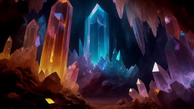 4K Photorealistic Master Shot of Infinite Symmetrical Crystalline Cave Colonnade