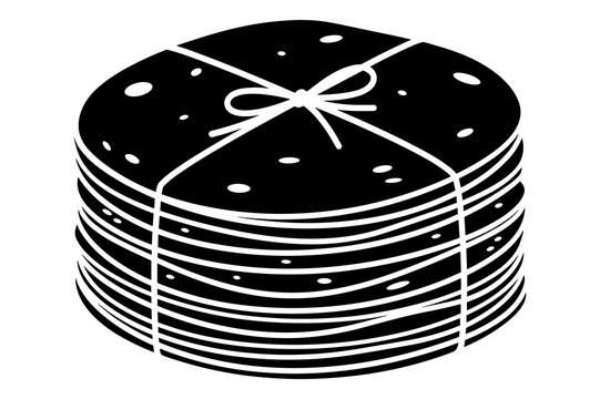 Stack of round flatbread or tortillas tied with string.