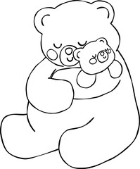 Mama and baby bear heartwarming love together adorable for coloring book © GuitaRies