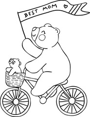 Mama and baby bear heartwarming love together adorable for coloring book © GuitaRies