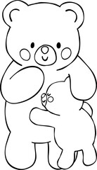 Mama and baby bear heartwarming love together adorable for coloring book © GuitaRies