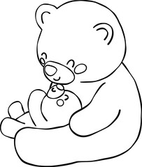 Mama and baby bear heartwarming love together adorable for coloring book © GuitaRies