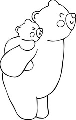Mama and baby bear heartwarming love together adorable for coloring book © GuitaRies