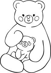 Mama and baby bear heartwarming love together adorable for coloring book © GuitaRies