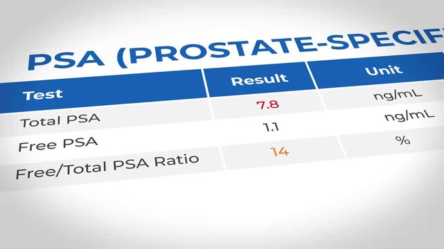 PSA test results on medical chart, close-up