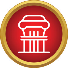 Fototapeta premium White outline of an ionic column on a red circle with a golden border