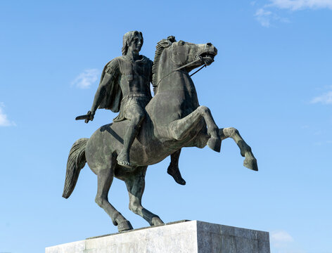 The statue of Alexander the Great  in Thessaloniki city, northern Greece
