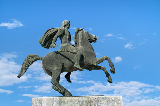 The statue of Alexander the Great  in Thessaloniki city, northern Greece
