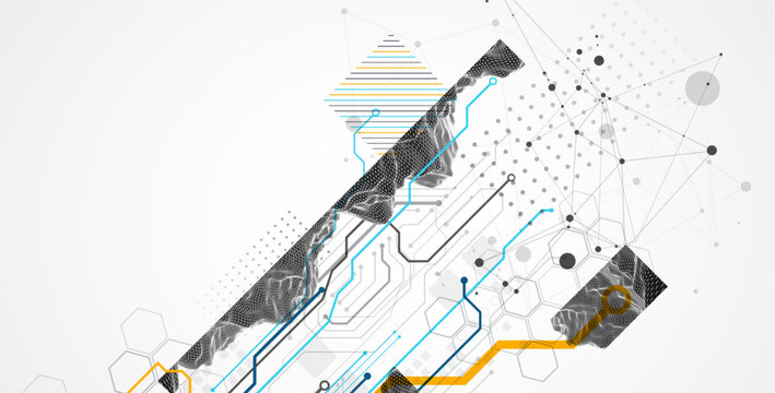 Abstract technology concept. Circuit board, high computer color background. Vector illustration.