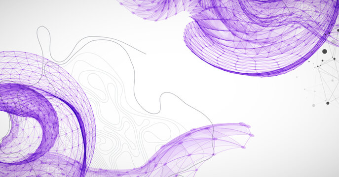 The abstract wave is made in a frame style. Template for science and technology presentation.