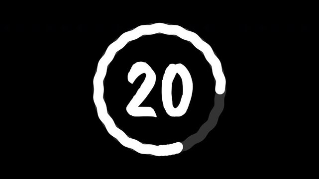25 second countdown with circle animation, countdown 25 to 0.
