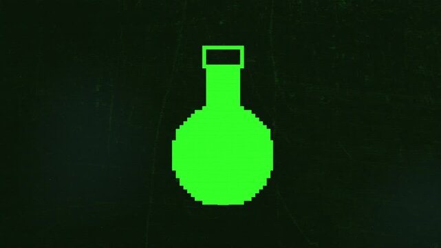Pixel Chemistry Flask Filling Animation on Vintage CRT Screen