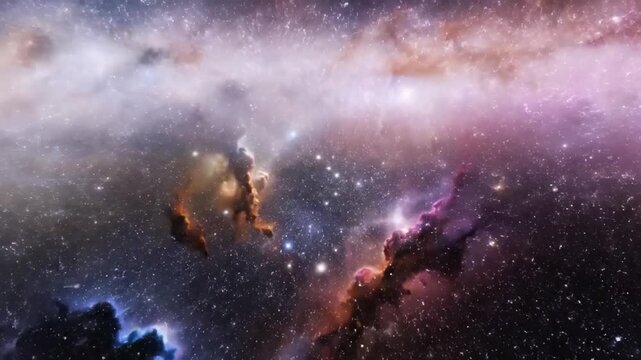 Spiral galaxy in deep space cosmic nebula with stars and celestial bodies