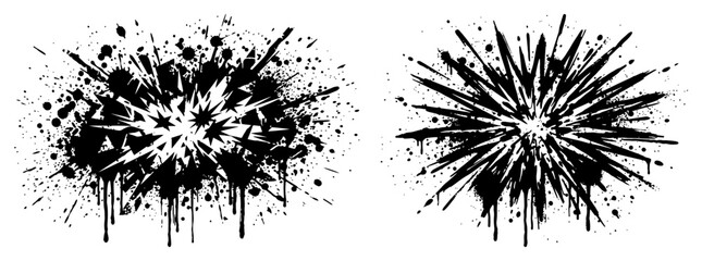 Comic book explosion bursts with starburst lines in bold ink splatter style © UrbanDruid