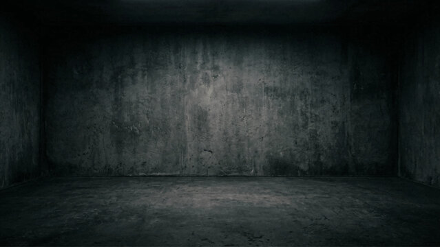 Dark Grunge Concrete Room Interior Background with Empty Floor