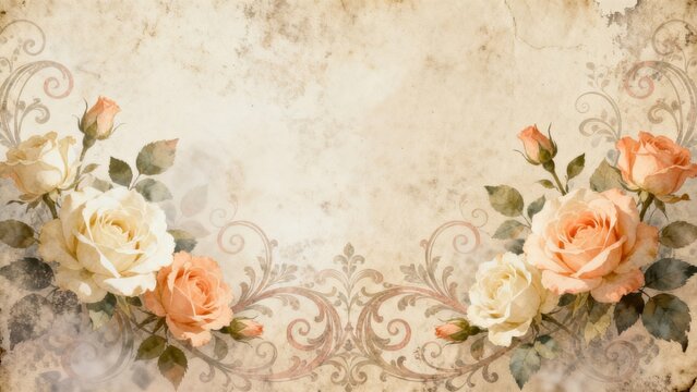 Vintage floral design with roses