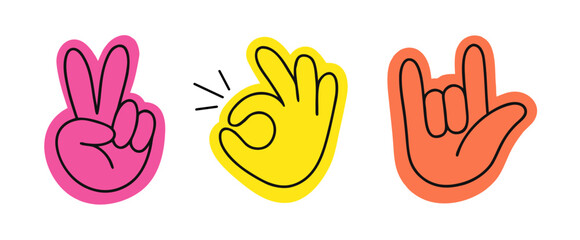 Fototapeta premium Hand-Drawn Vector Mascot Gestures & Positive Sticker Elements