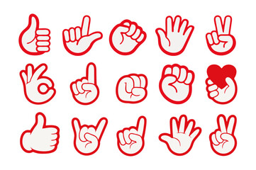Fototapeta premium Hand-Drawn Vector Character Hand Gestures and Mascot Stickers Set