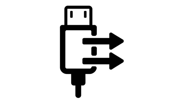 Black usb icon with double arrows