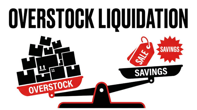 Overstock Liquidation Conceptual Illustration Isolated on Transparent Background