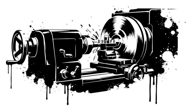 Metal lathe machine tool for precision turning in ink splash style
