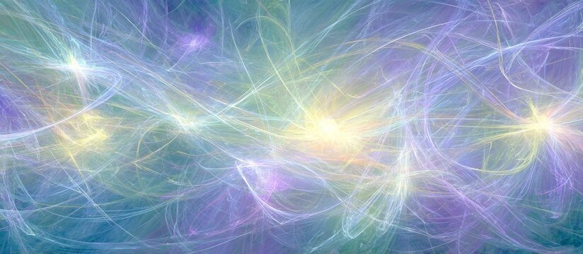 Abstract glass nebula swirling in refracted pastel light background